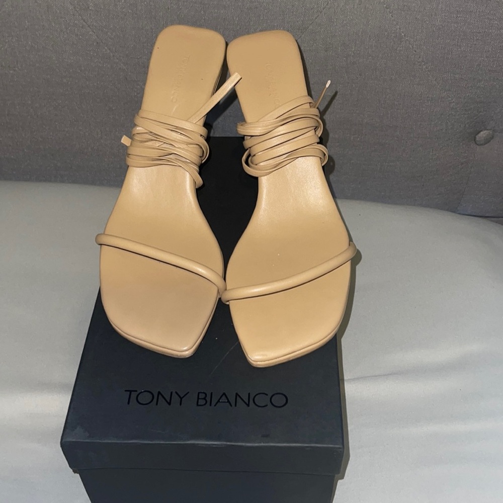 Tony Bianca Tan Ankle Wrap High Heel
